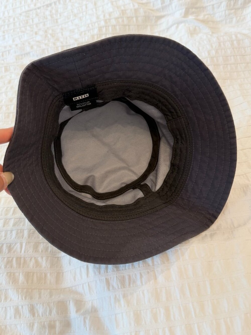 KITH Black Bucket Hat Logo Nylon Cotton Blend